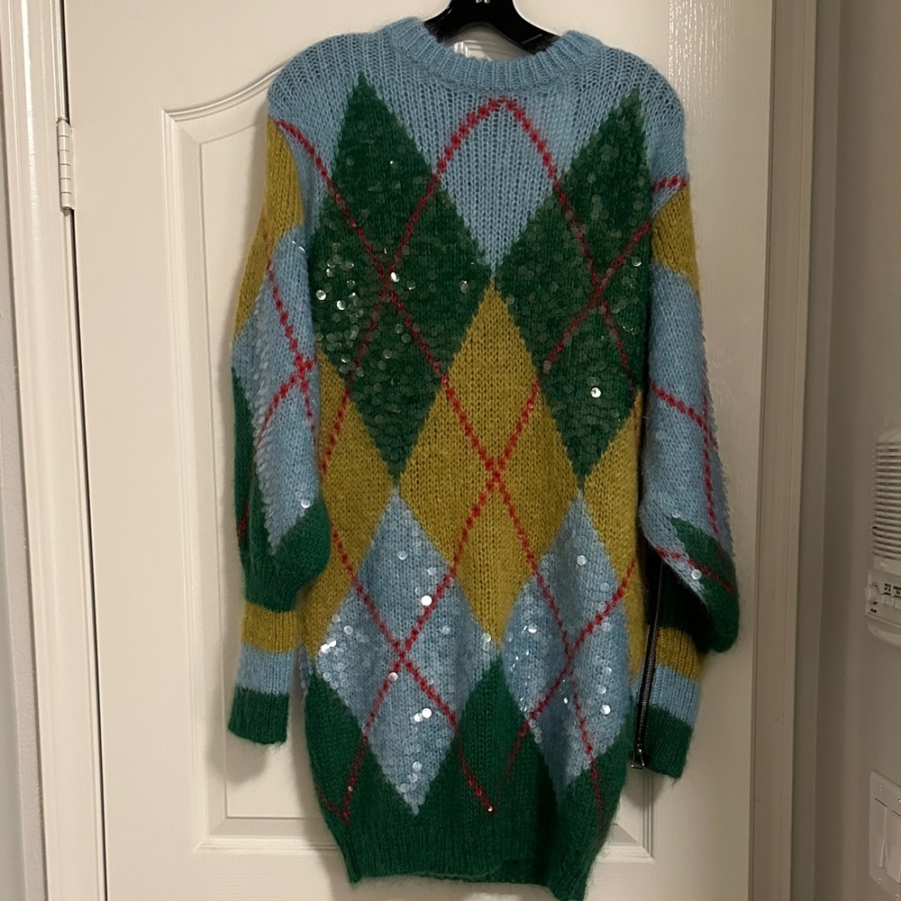 Gucci Blue and Green Argyle Sweater